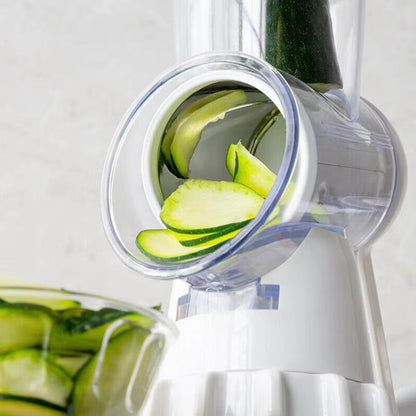 3 in 1 manual vegetable cutter showing stainless steel blades and ergonomic design for easy vegetable slicing